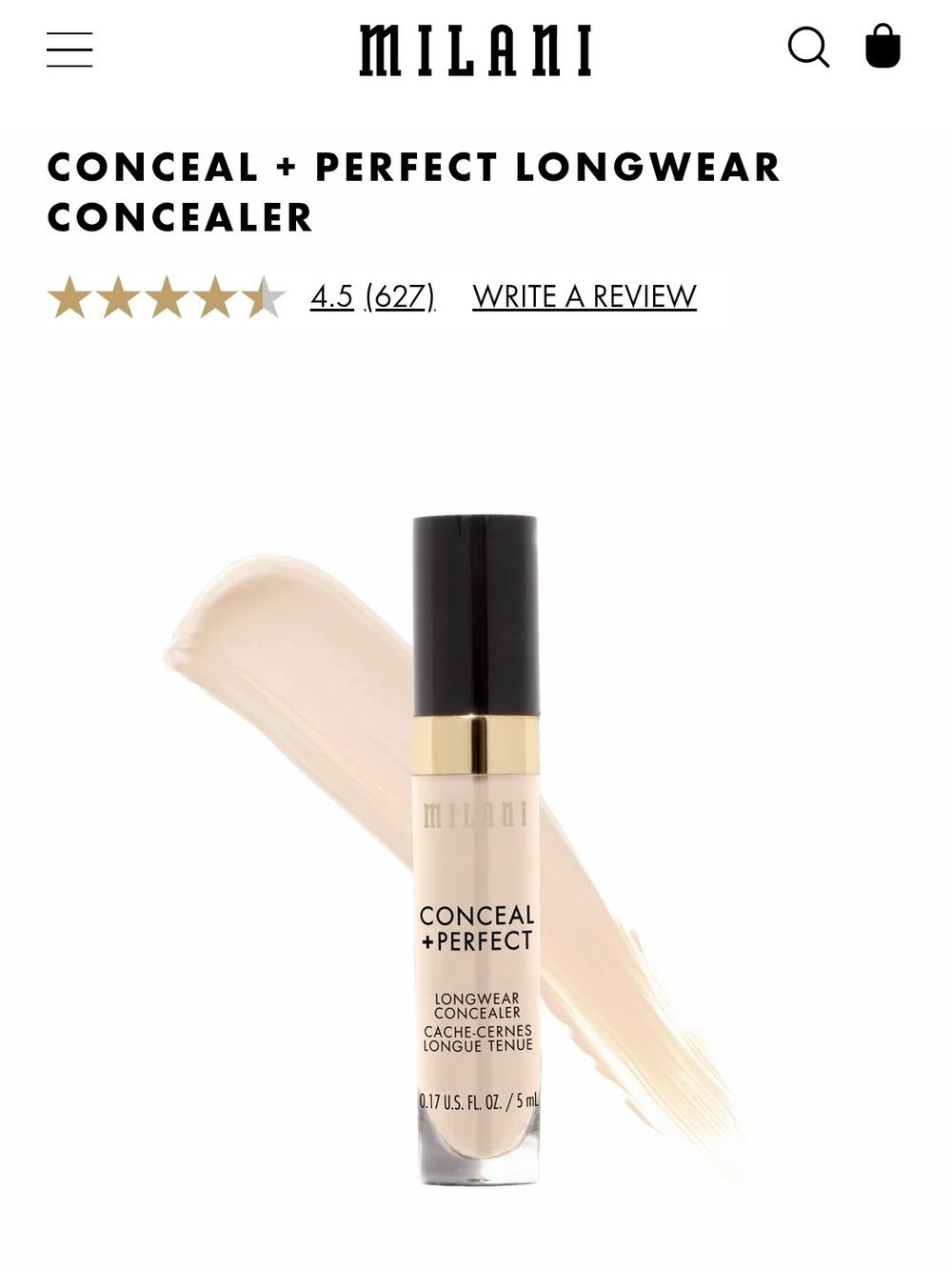 Milani Conceal+Perfect Concealer 115 Light Nude